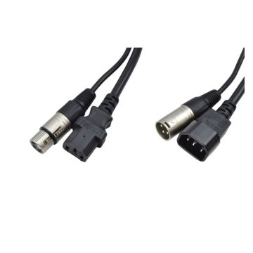 Combined IEC MF and XLR MF cable 3m. for DMX lights