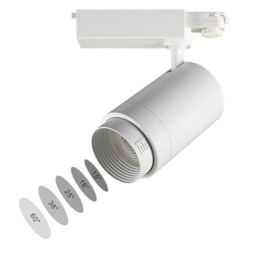White LED track spotlight FLZ-10 zoom 15°- 60°