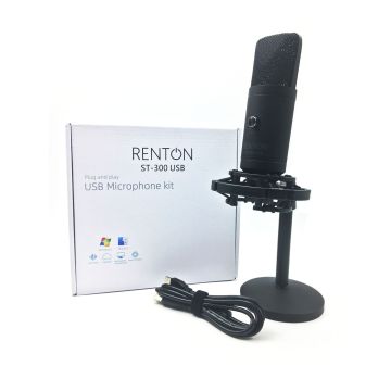 renton ST300 USB PodCaster studio microphone with headphones and stand