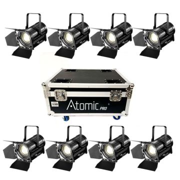 Atomic Pro Scala 200 8 fari fresnel RGBL con flightcase